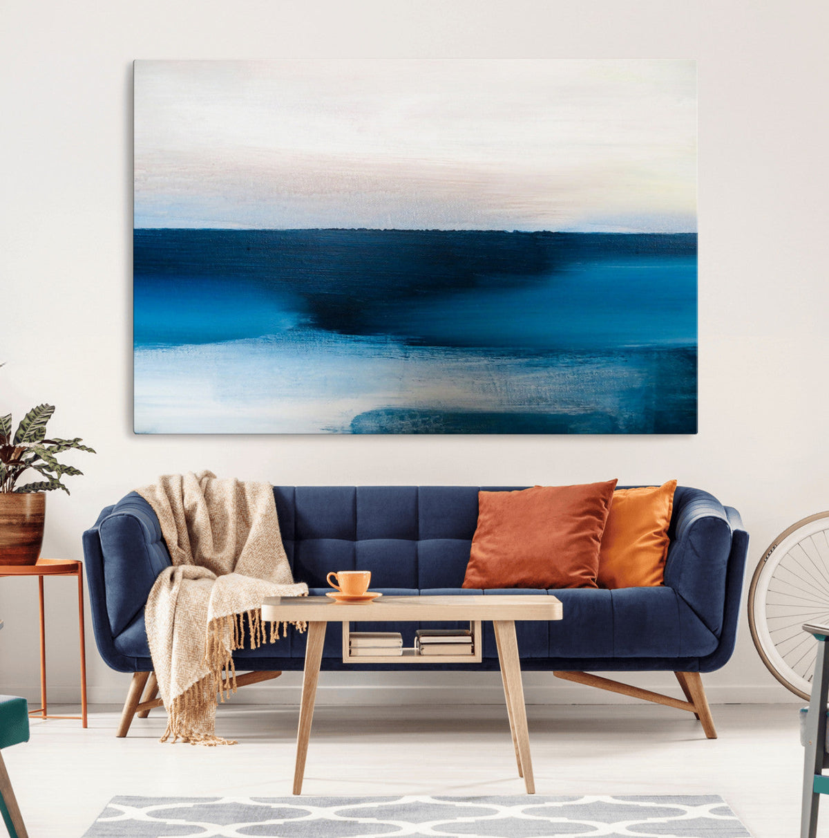 Dark Blue Abstract Wall Art Canvas Print