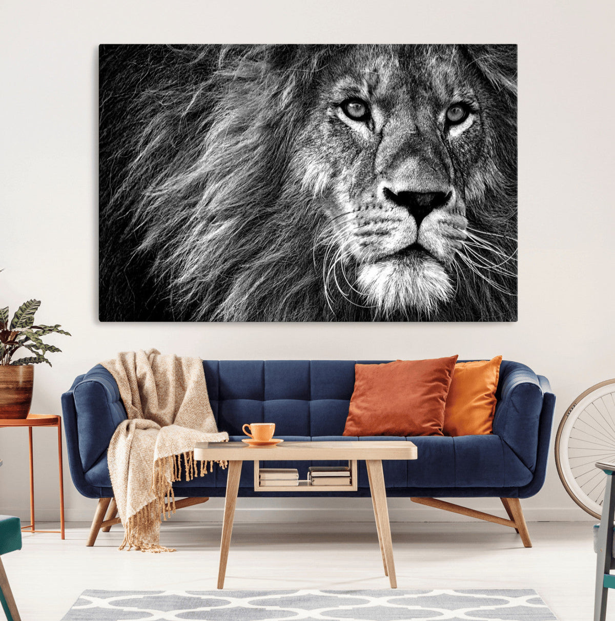 Black and White Lion Canvas Wall Art Print – Wildlife