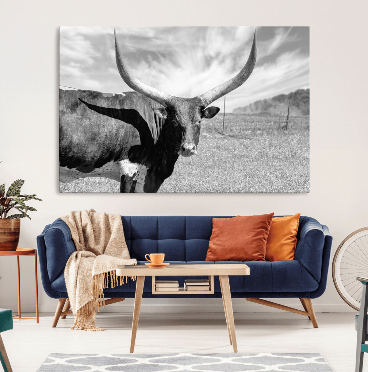 Cattle Wall Art Longhorn Cow Canvas Print