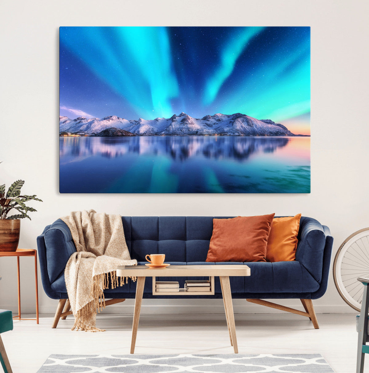 Northern Lights above Mountain Wall Art, Northern Lights