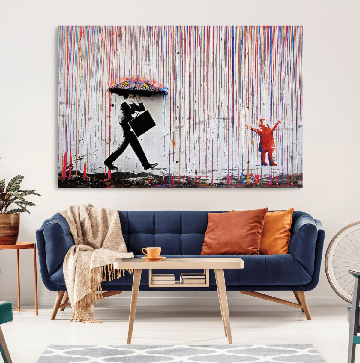 Banksy Wall Art Canvas Print, Framed Graffiti Art Picture