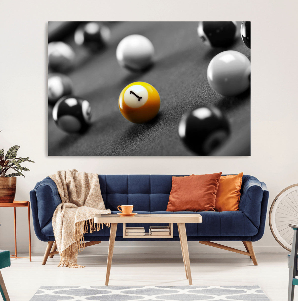 Wall Art Pool Table and Balls Canvas Print