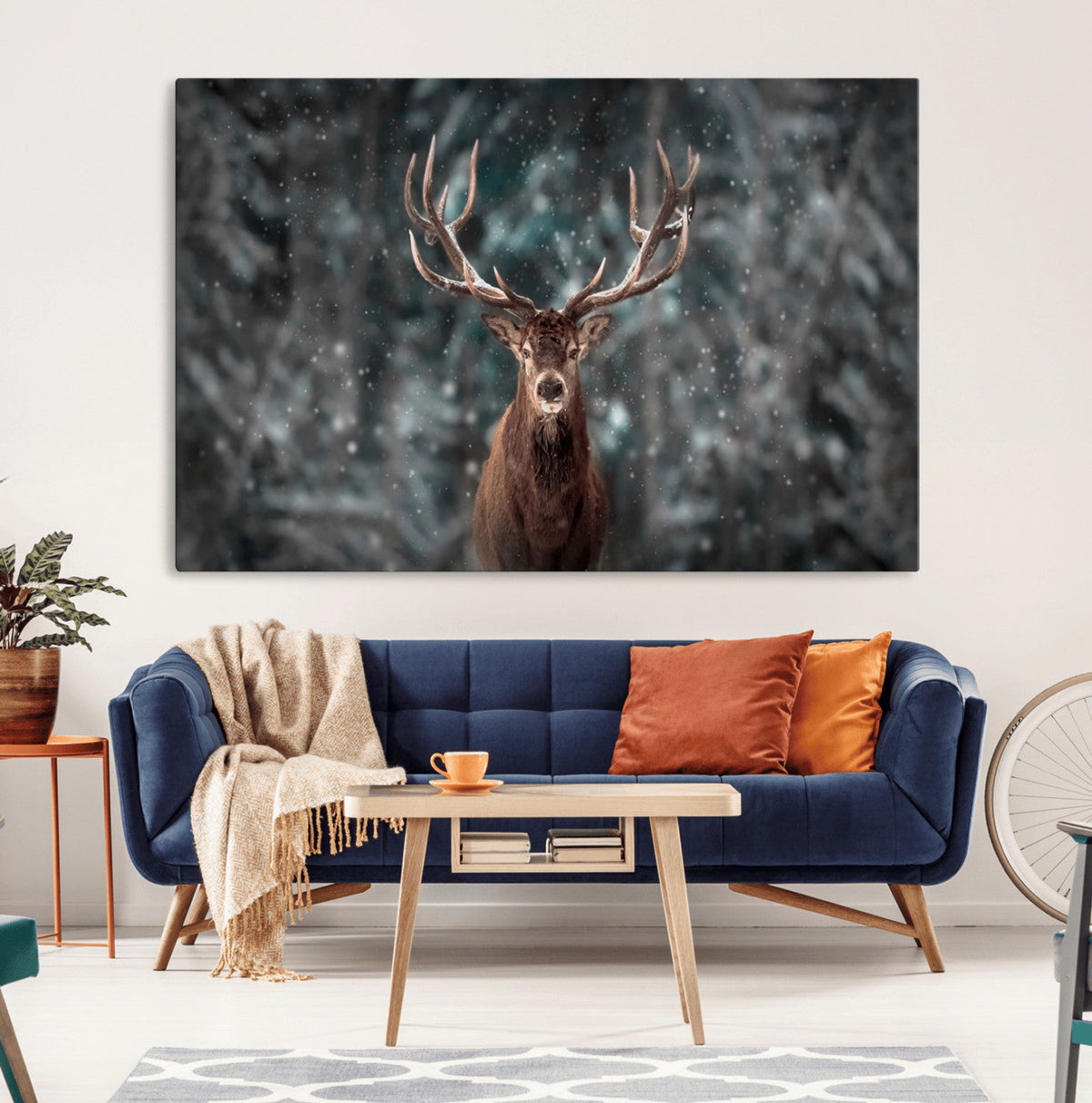 Wall Art Deer Art Animal Canvas, Framed Wall Art Deer Canvas