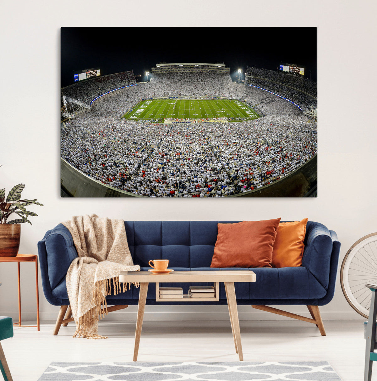 Beaver Stadium Night Game Triple Canvas Wall Art - Penn