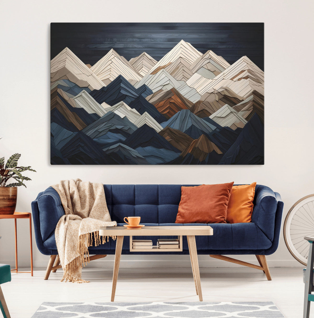 Mountain Wall Art – Modern Geometric Landscape Canvas Print,