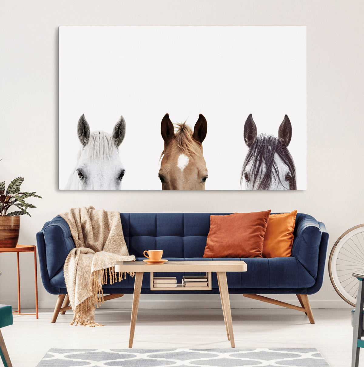 Horse Prints Set, Set of 3 Horse Wall Art, Horses Portraits,