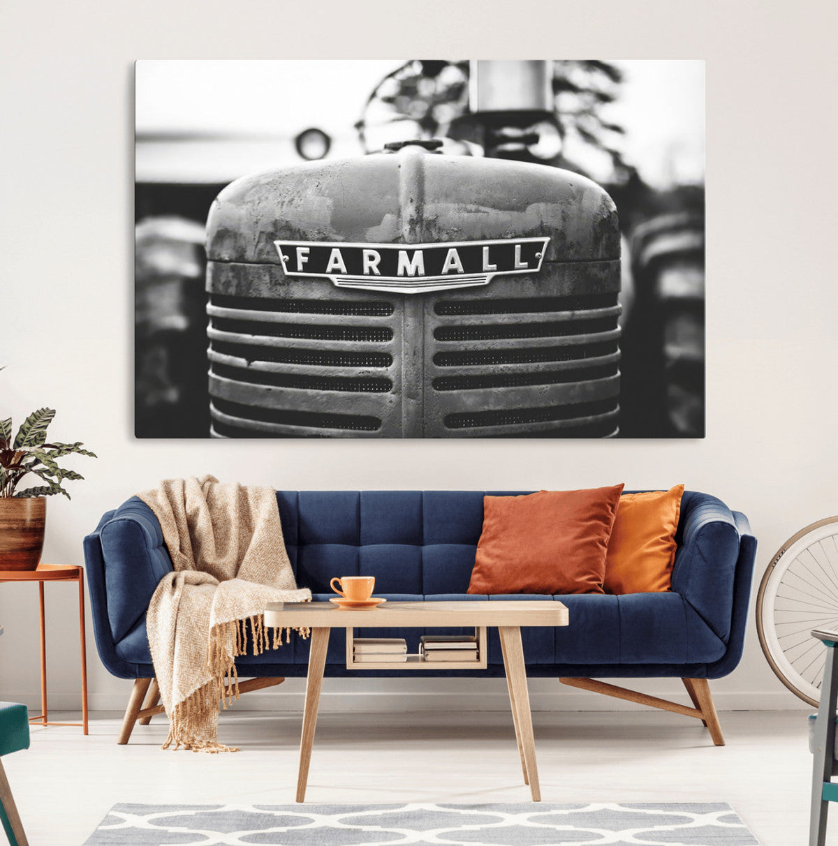 Vintage Farmall Tractor Wall Art Canvas Print, Rustic