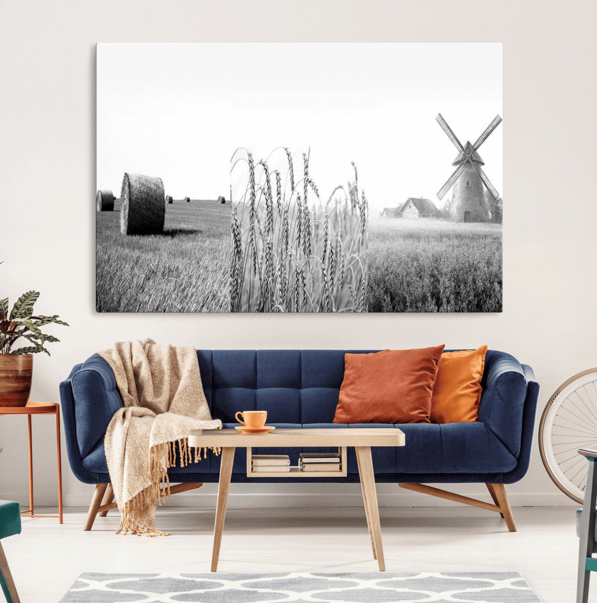 Vintage Farmhouse Black and White Triptych Wall Art – Giclee