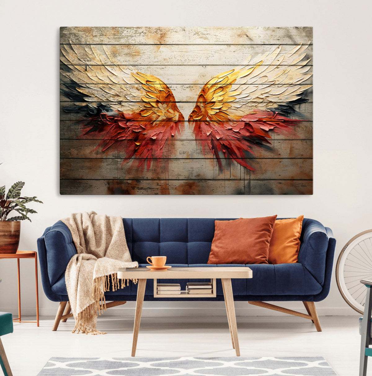 Abstract Angel Wings Canvas Wall Art – Framed and Ready to
