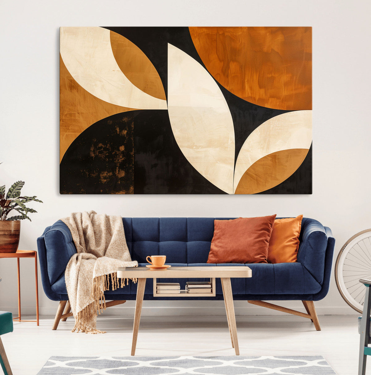 Geometric Abstract Wall Art Canvas Print, Mid Century Modern