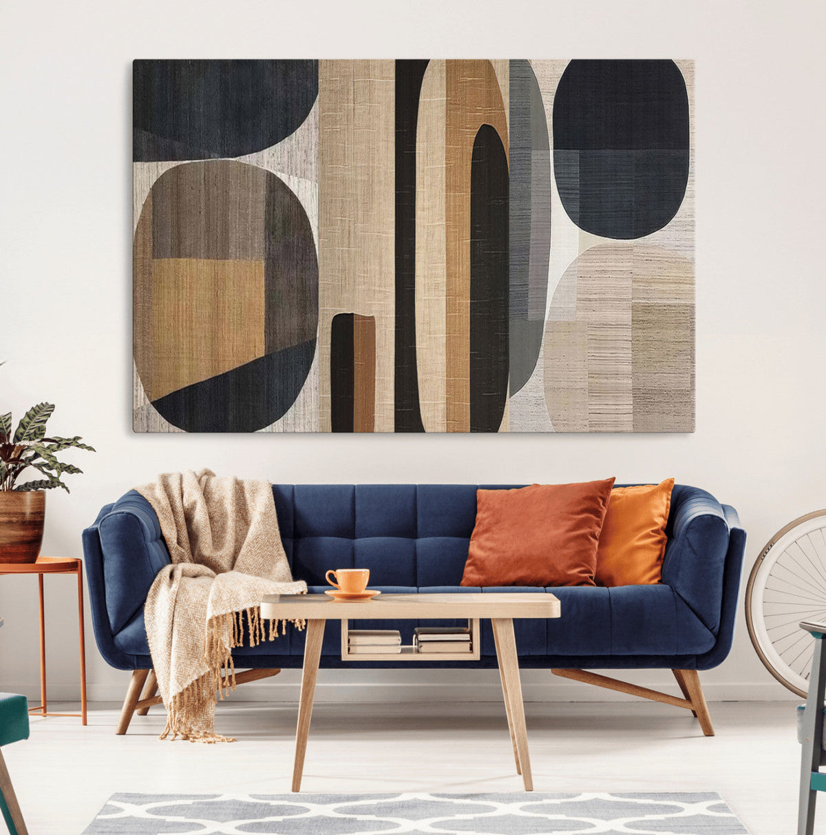 Abstract Minimalist Canvas Wall Art - Neutral Geometric