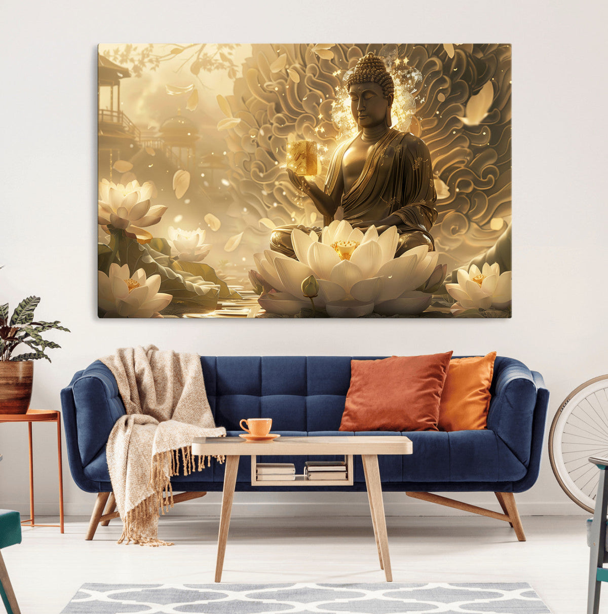 Golden Buddha Wall Art | Yoga Room Decor and Meditation Room