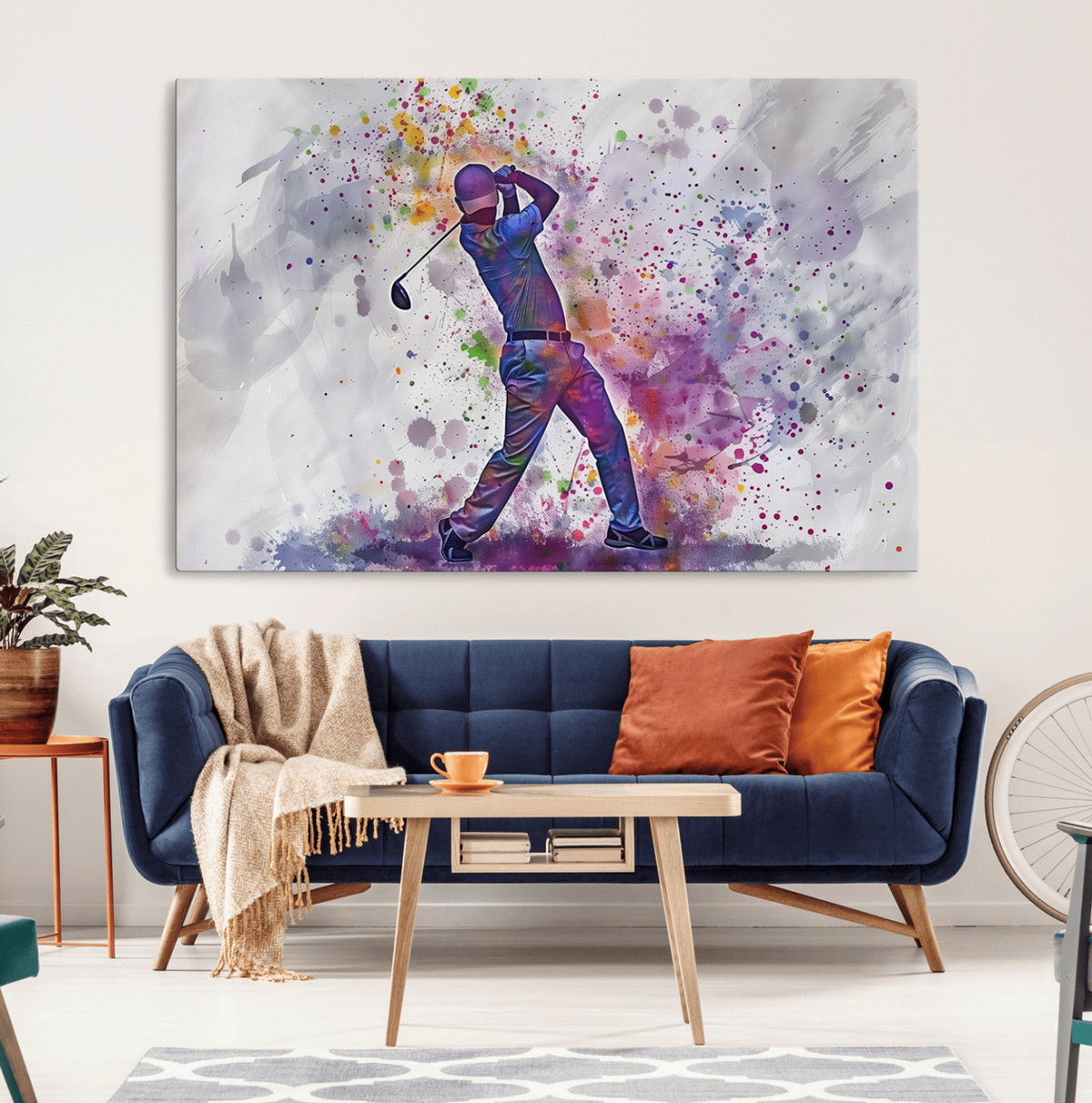 Watercolor Golf Swing Wall Art Canvas Print | Vibrant