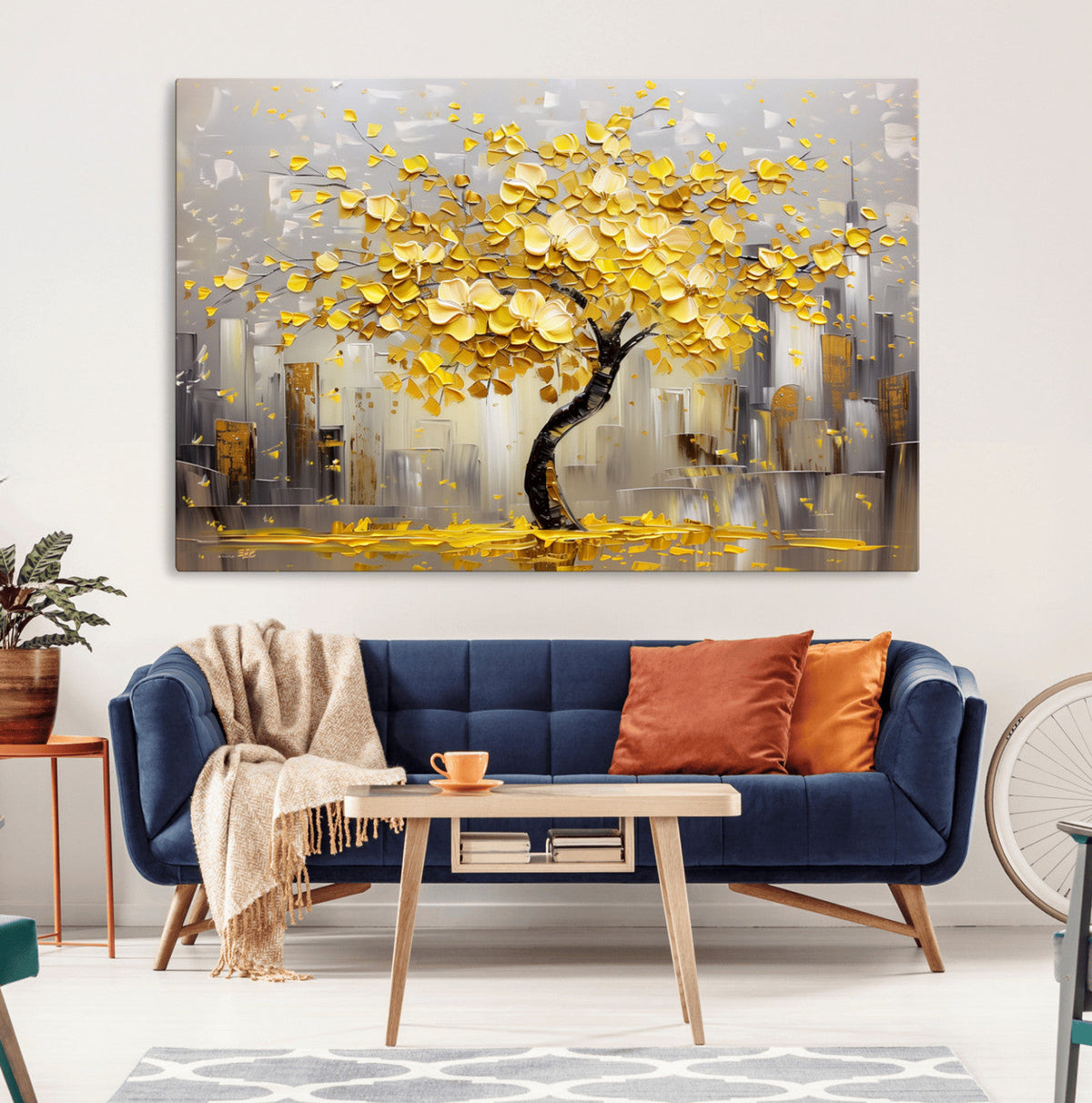 Golden Tree Canvas Print | Abstract Wall Art for Modern