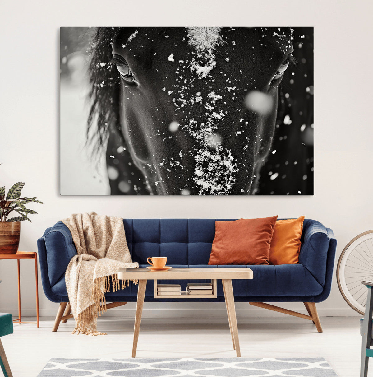 Winter Horse Snow Wall Art Canvas Print
