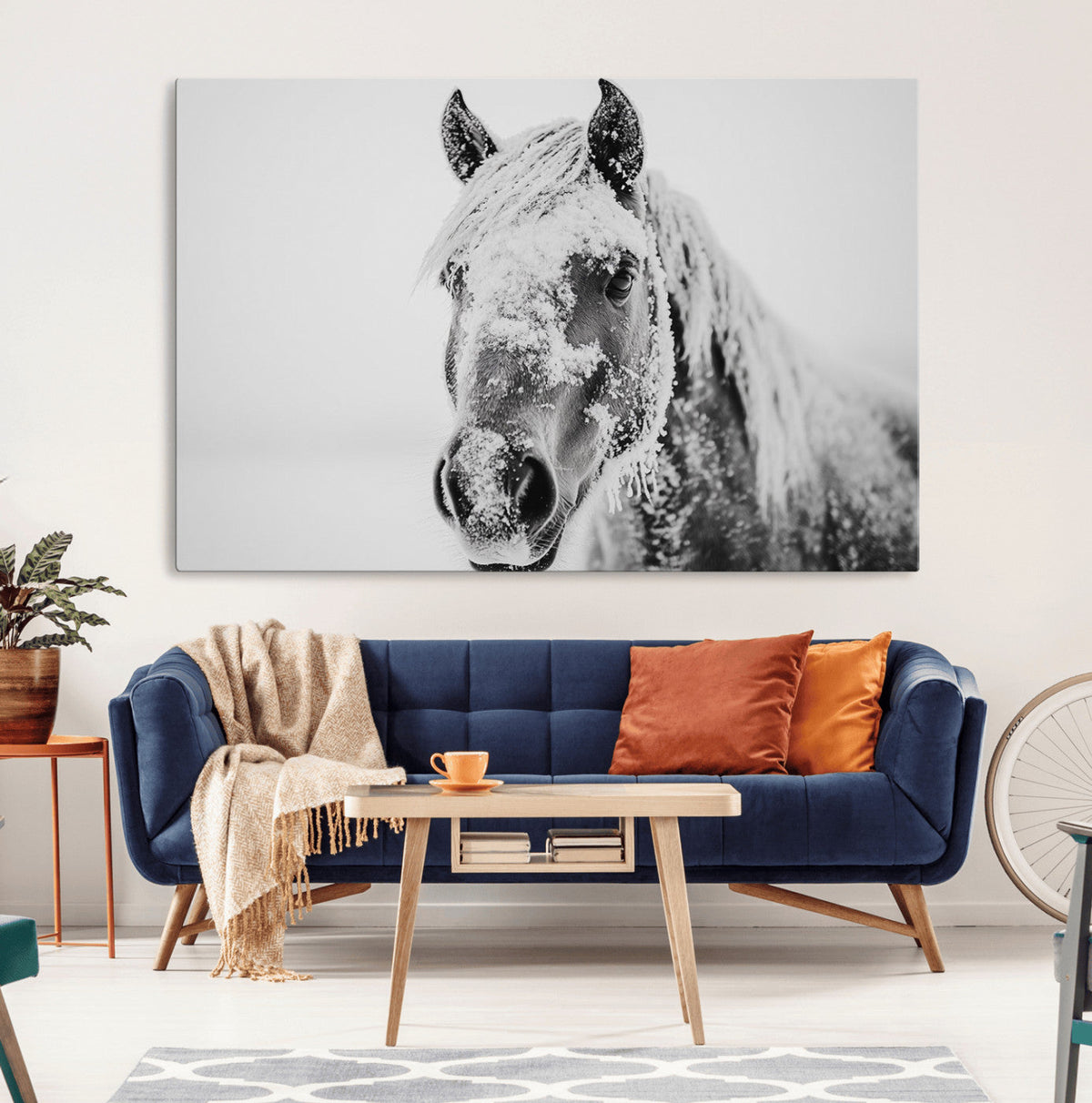 White Horse Wall Art | Ready to Hang and Framed | Winter