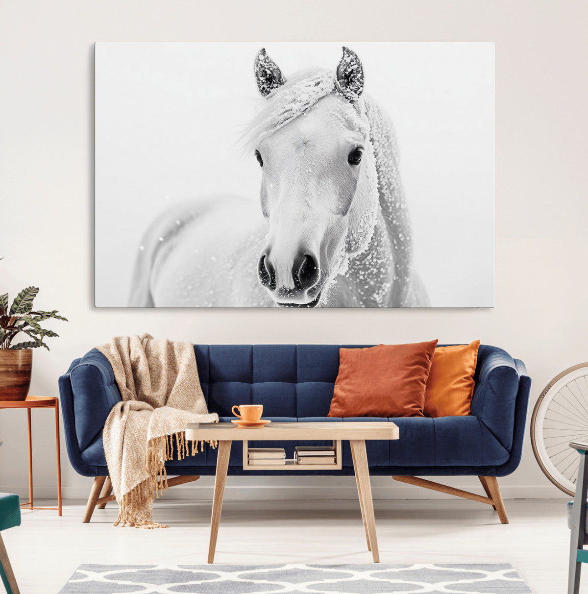 Majestic White Horse Wall Art | Ready to Hang and Framed |