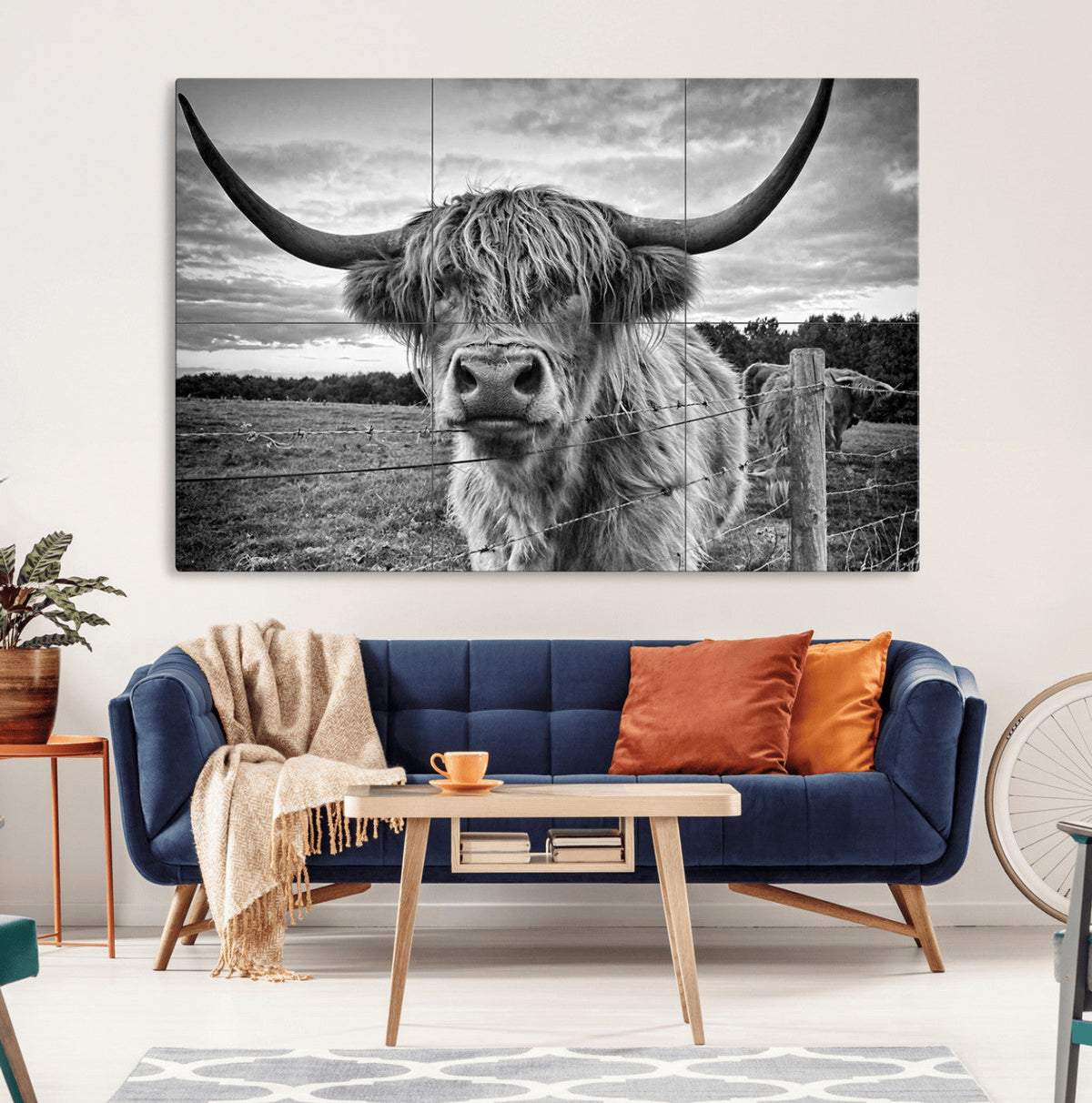 Scottish Highland Cow Wall Art Canvas Print | Ready to Hang