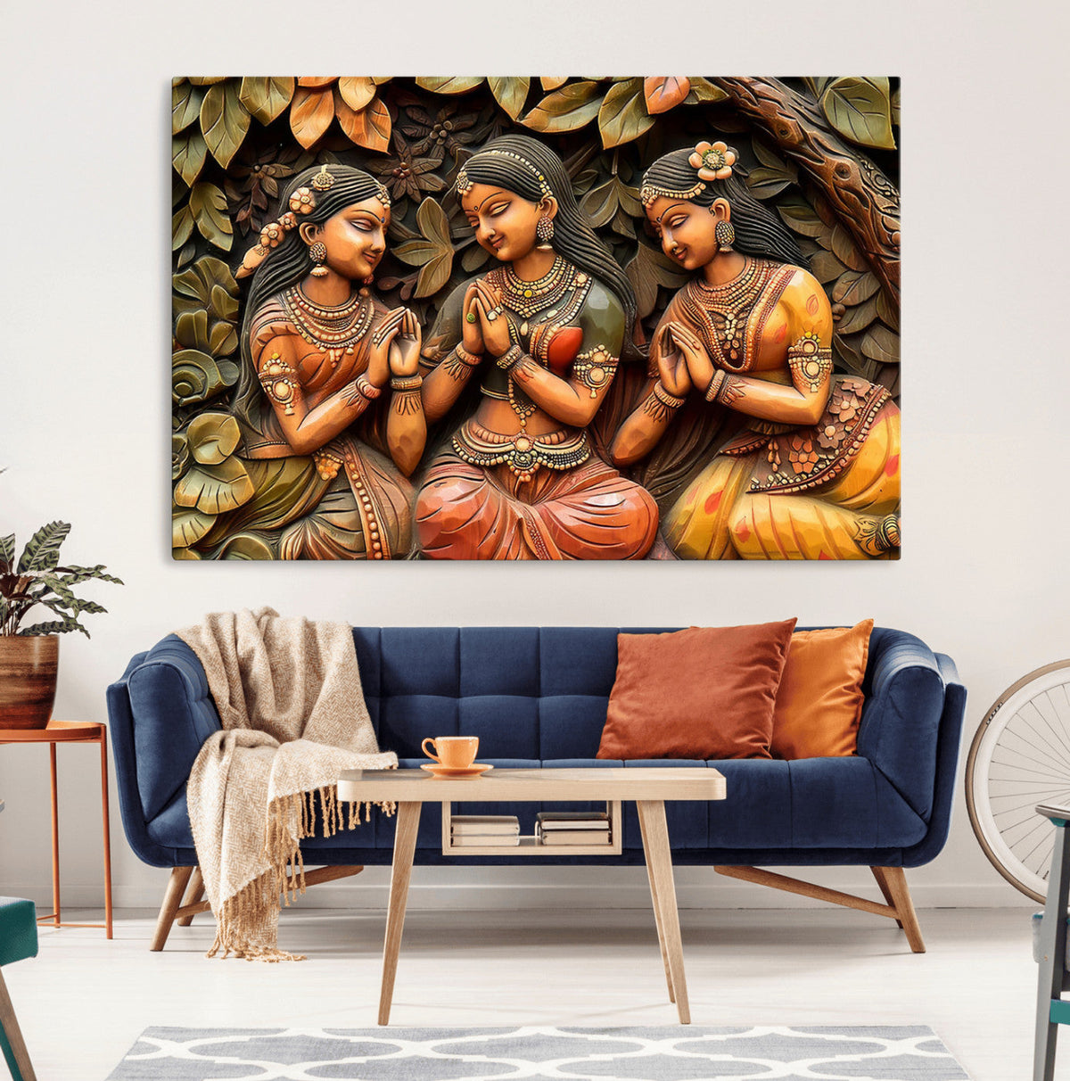 Indian Woman Statue Wall Art Canvas Print