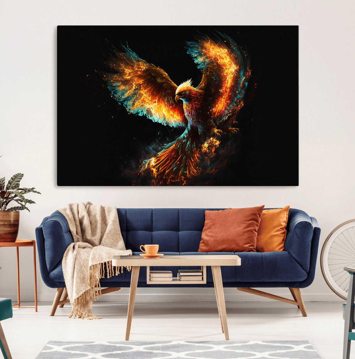 Fiery Phoenix Canvas Print | Ready to Hang Wall Art | Bold