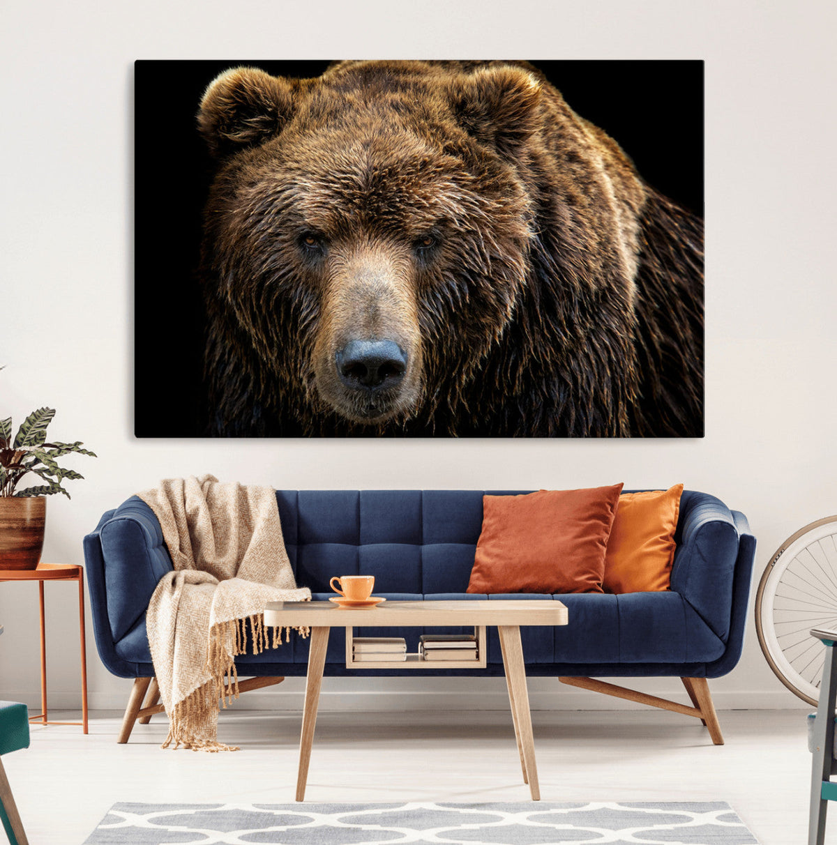 Grizzly Brown Bear Canvas Wall Art, Wildlife Animal Canvas