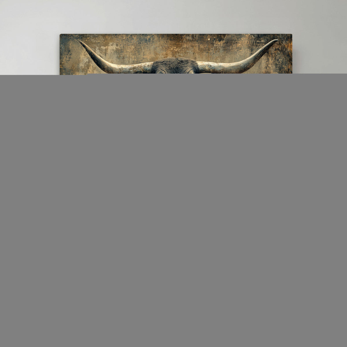 Texas Longhorn Bull Wall Art – Framed Rustic Cow Canvas