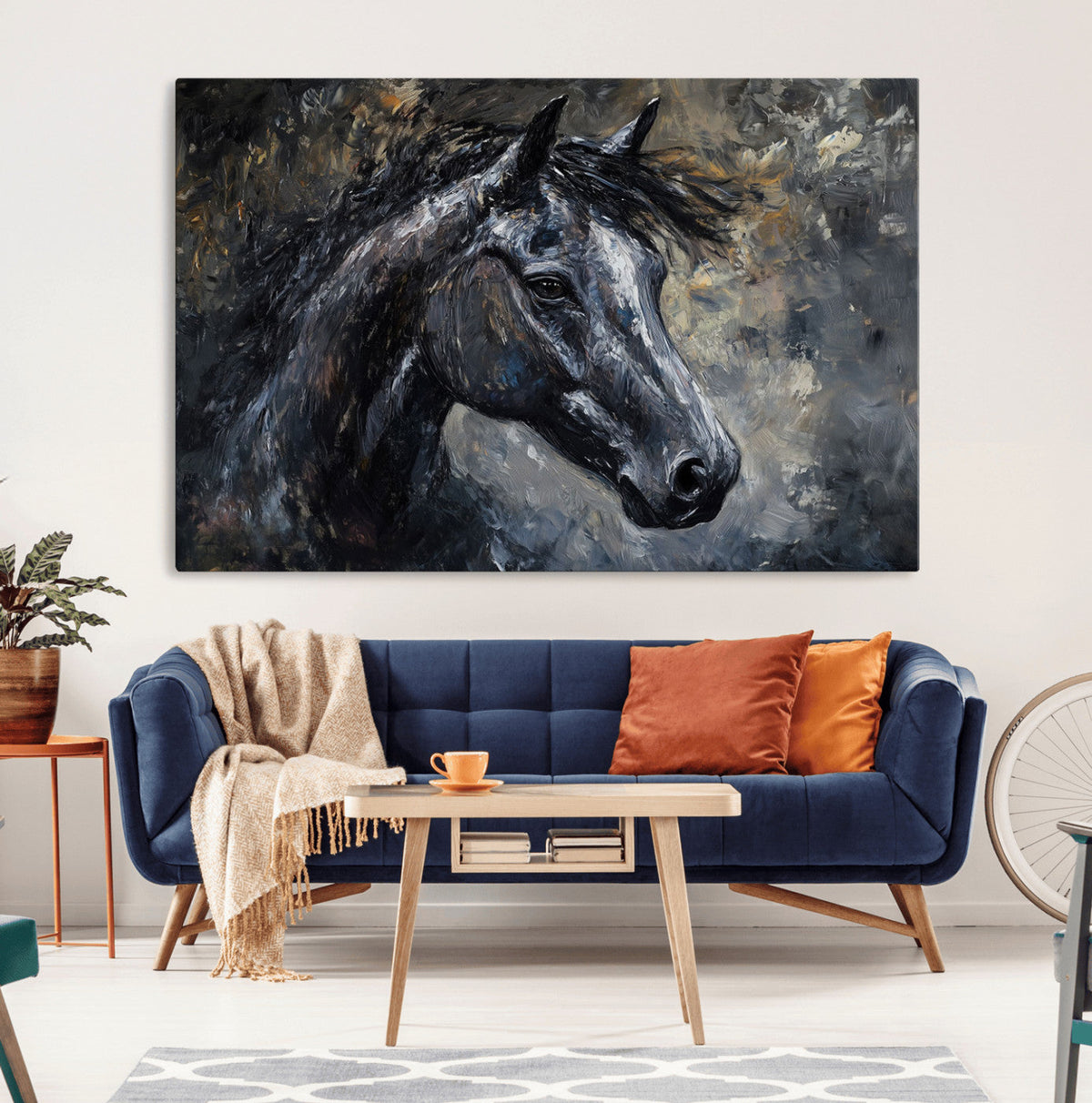 Large Abstract Horse Wall Art Canvas Print | Farmhouse Wall
