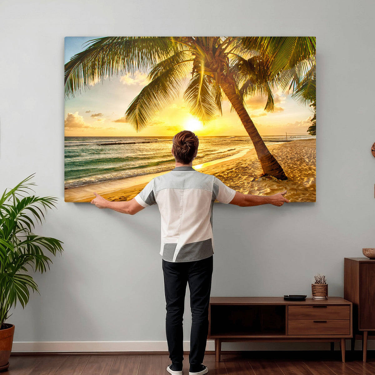 Beach Sunset Canvas Wall Art Print - Tropical Beach Canvas