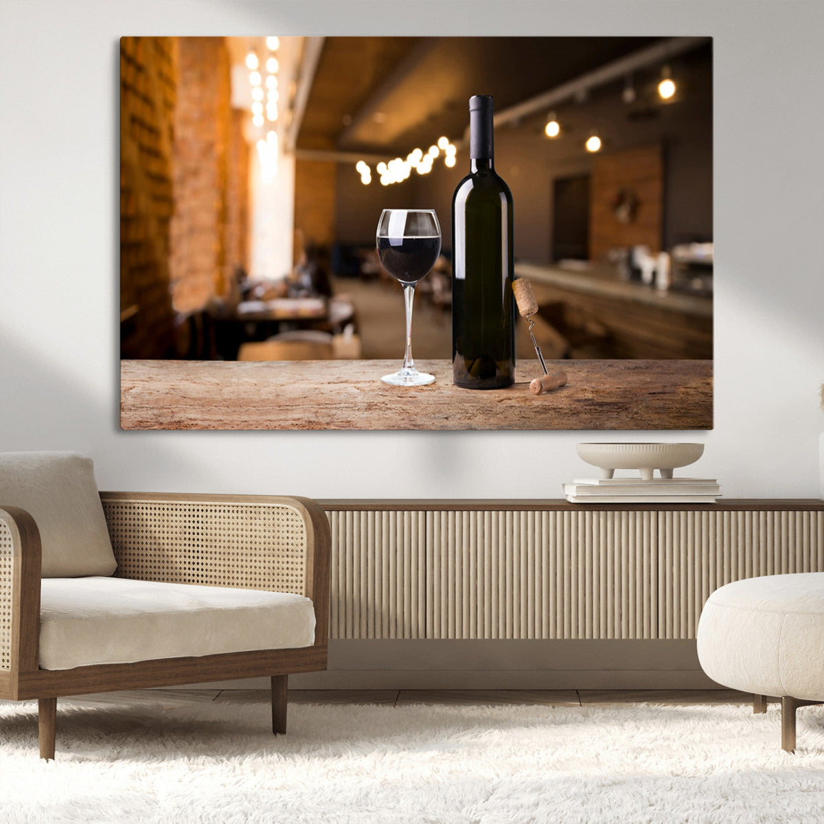 Wine and Bottle Wall Art Canvas Print