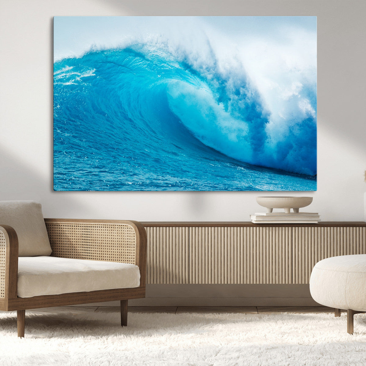 Big Ocean Surfing Wave Wall Art Canvas Print