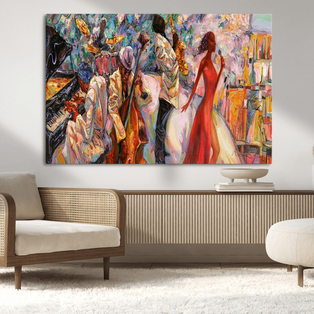Abstract Afro American Jazz Canvas Wall Art | Music-Inspired