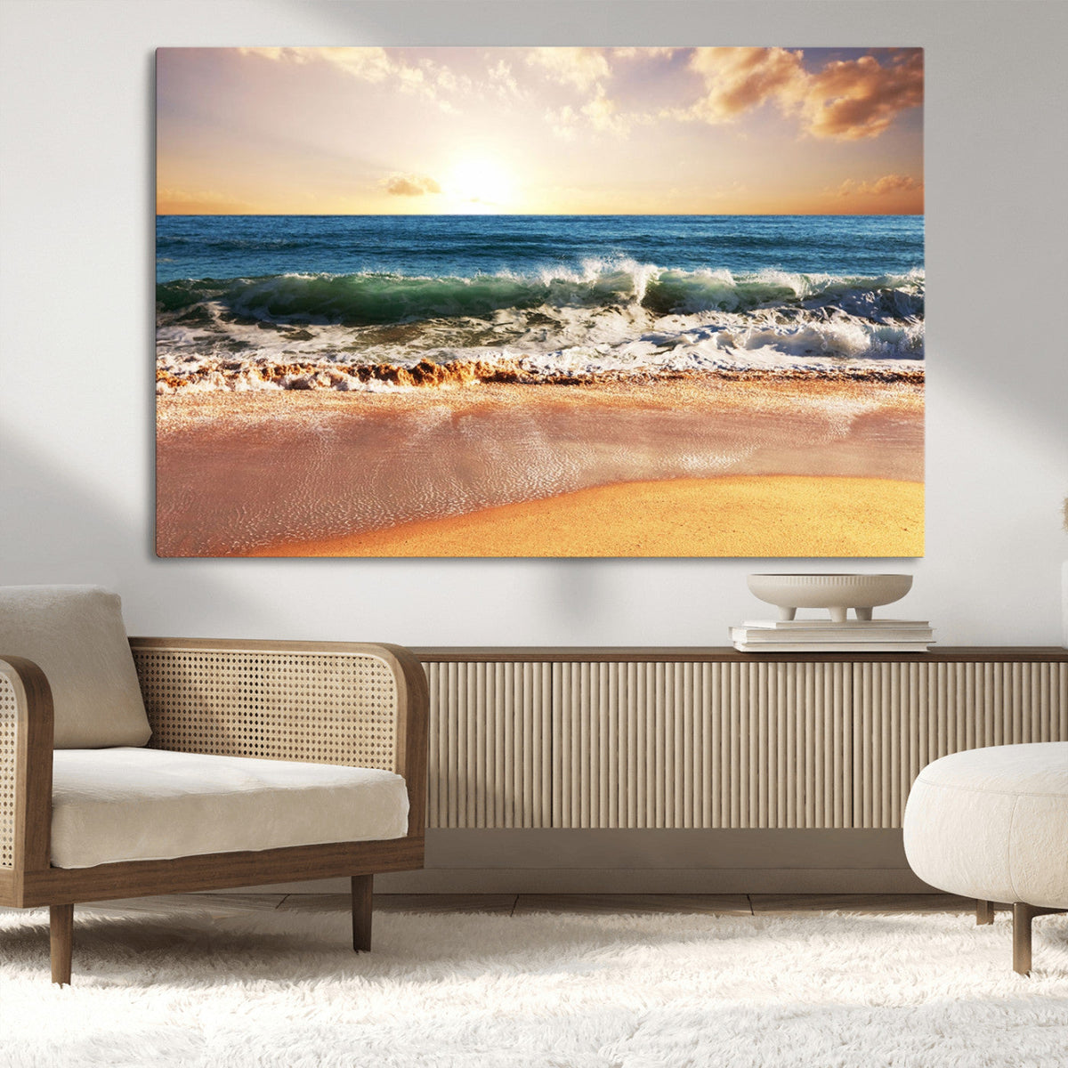 Serene Beach Path Canvas Art, Giclee Canvas Print with