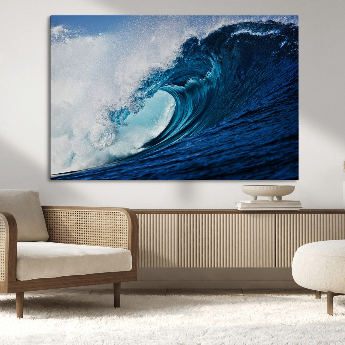 Ocean Wave at Sunset Canvas Art, Large Wall Print of Vibrant