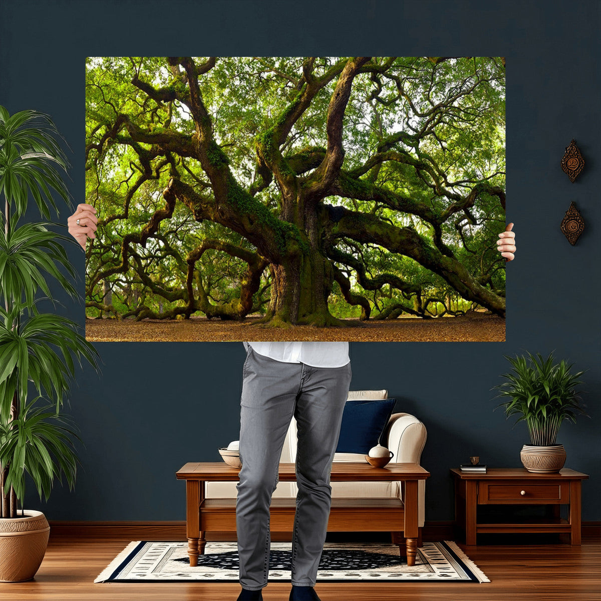 Angel Oak Tree Wall Art Canvas Print | Forest Tree Nature