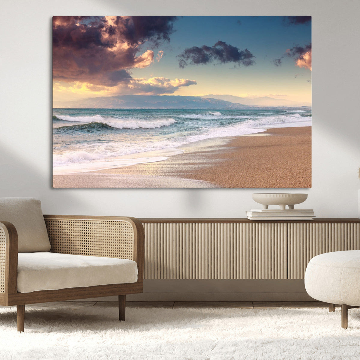 Cloudy Weather Beach Sunset Canvas Print | Sunrise Wall Art