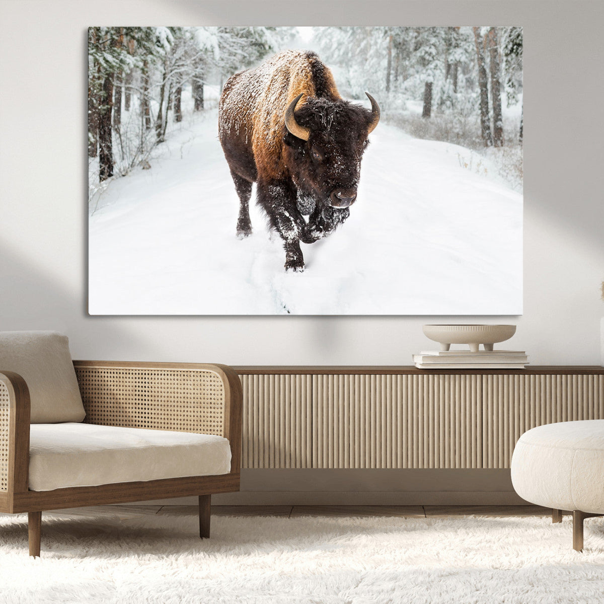 Bison Wall Art Canvas Print For Farmhouse, Animal Canvas