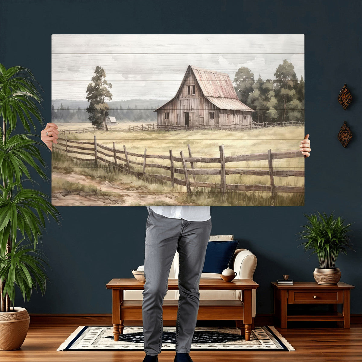 Rustic Farmhouse Barn Wall Art | 3-Panel Framed Gallery Wrap