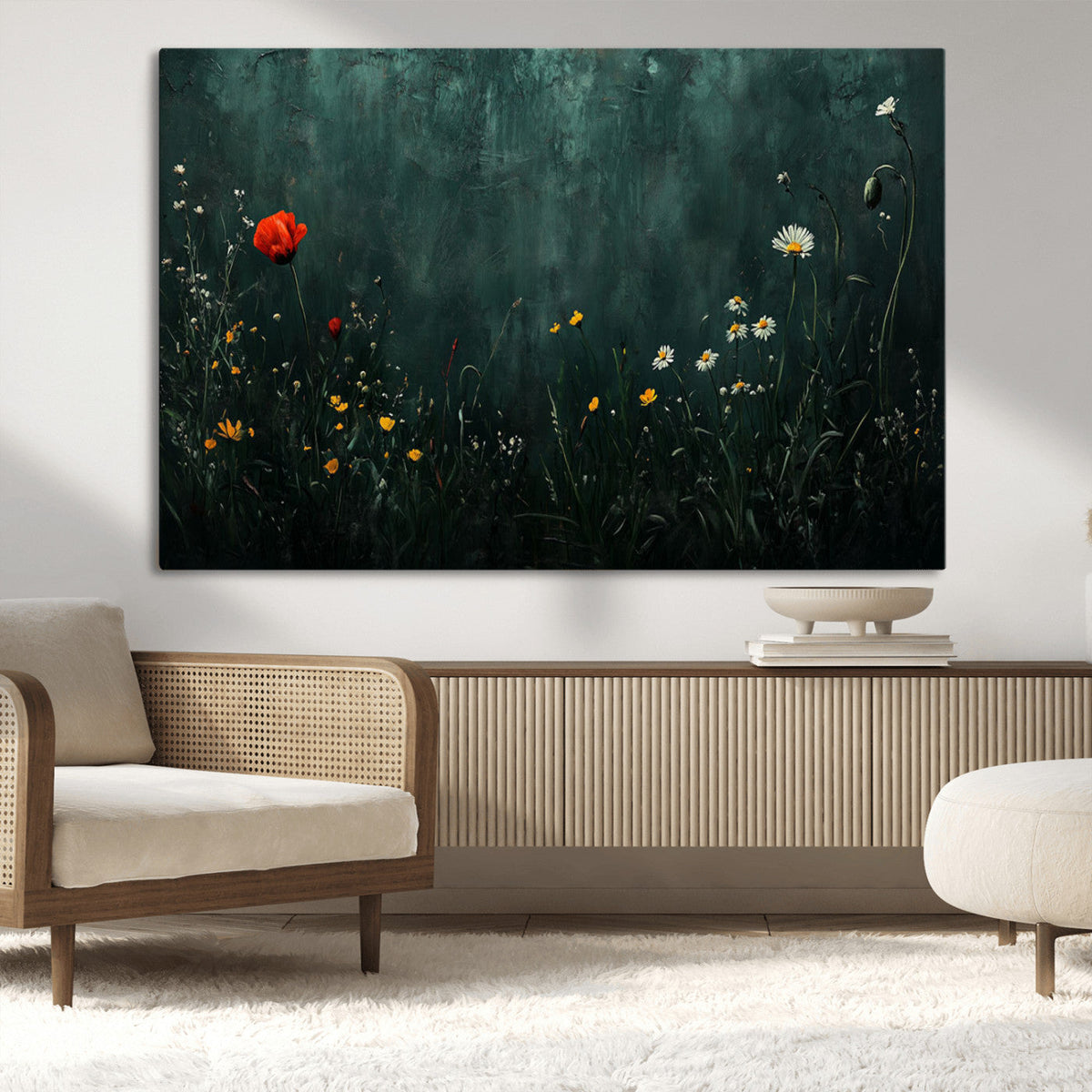 Wildflower Field Framed Wall Art, Vintage Botanical