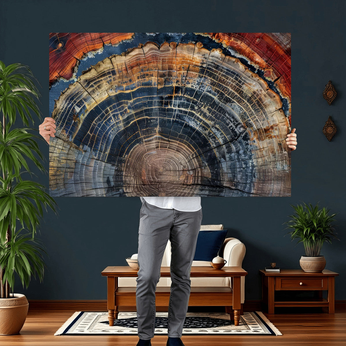 Abstract Tree Ring Wall Art Canvas Print