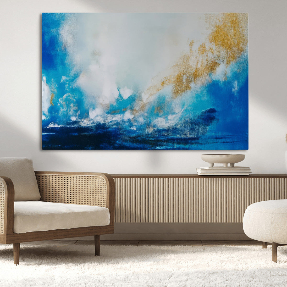 Blue Abstract Print - Dynamic Ocean-Inspired Canvas Wall Art