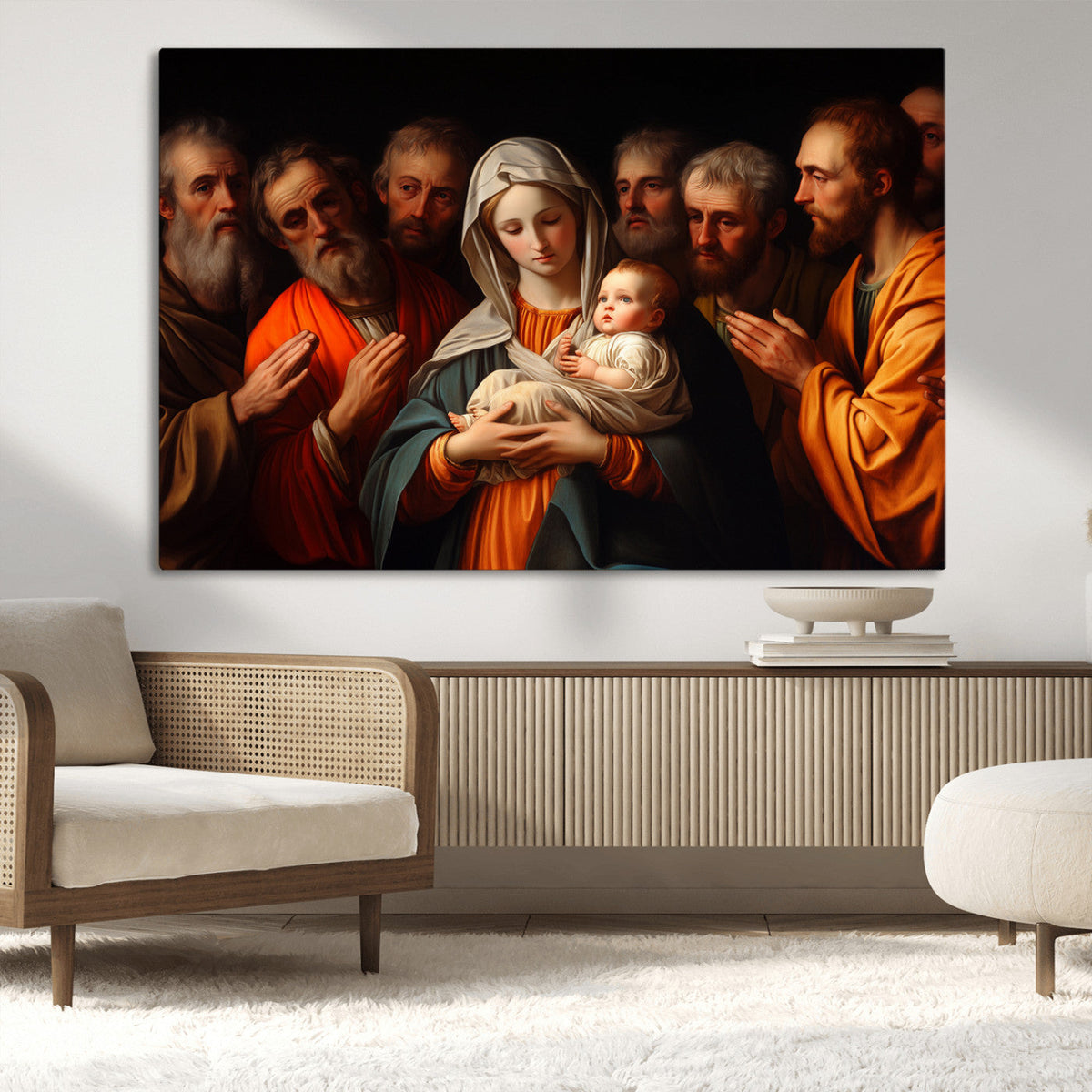 Religious Canvas Wall Art Print - Madonna and Child with
