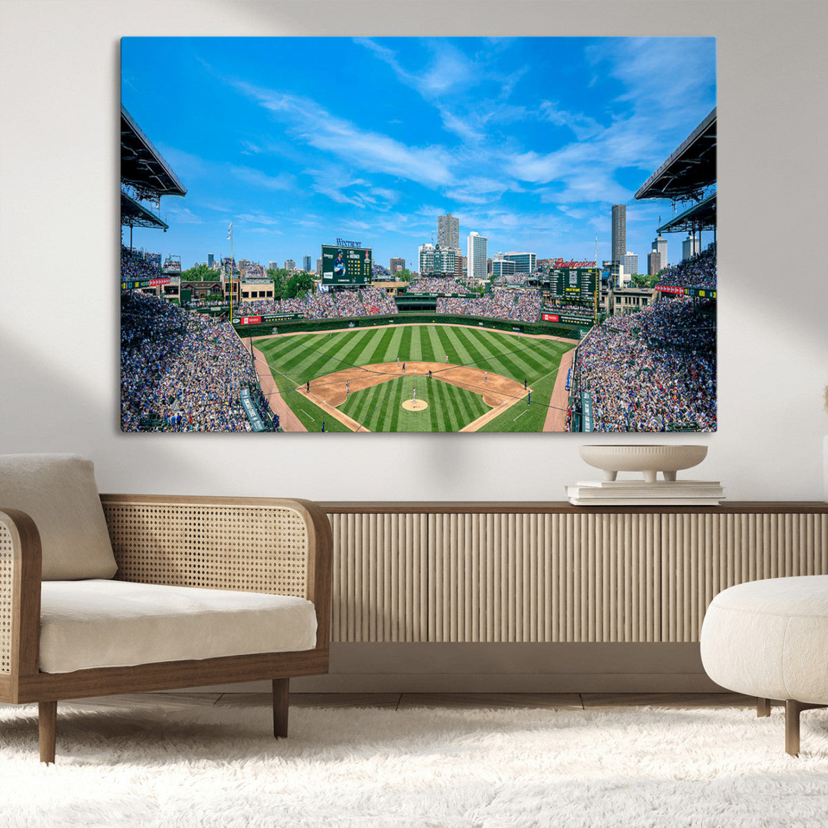Wrigley Field Chicago Cubs Panoramic Art Multi-Piece Canvas