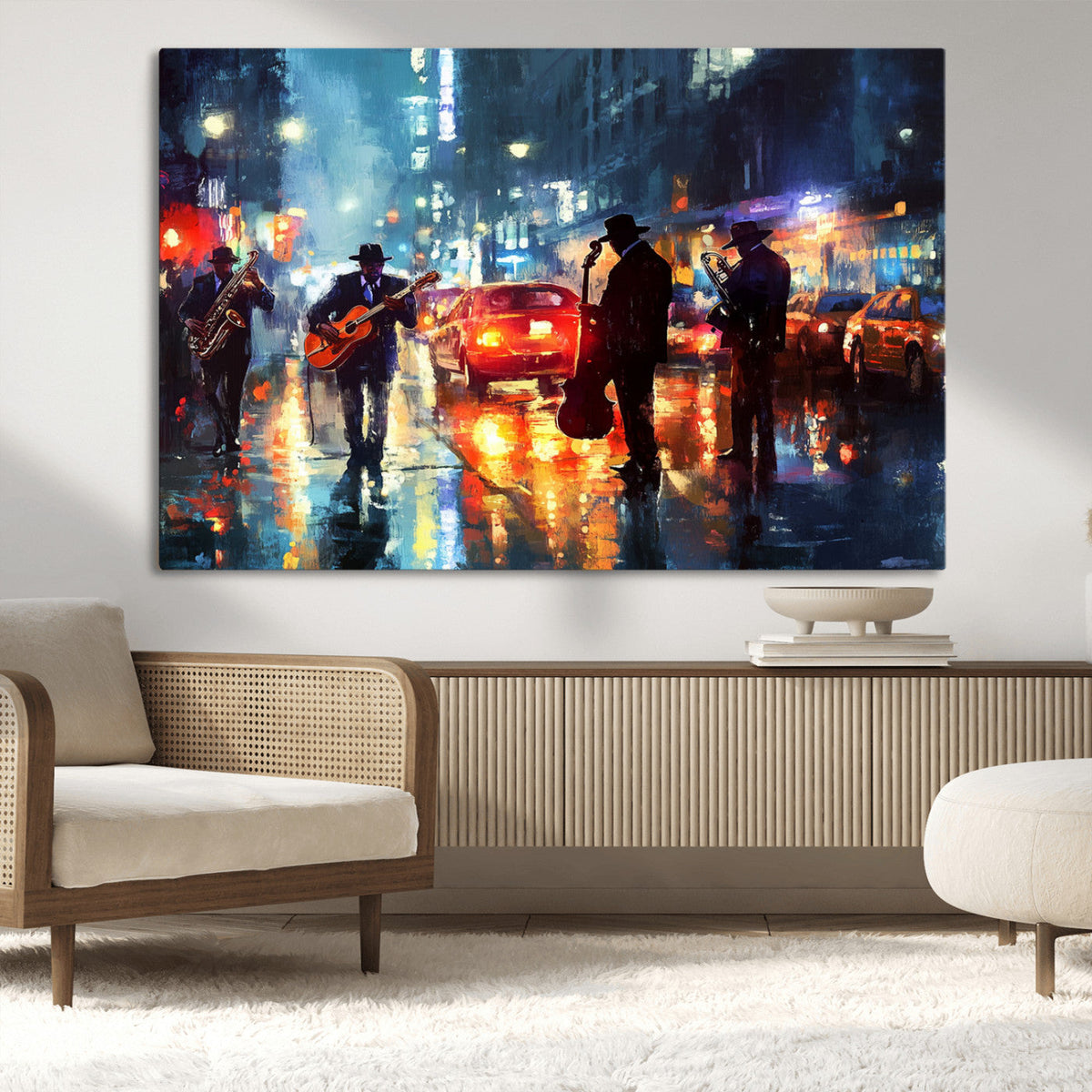 African American Jazz Canvas Wall Art Print – Abstract Music