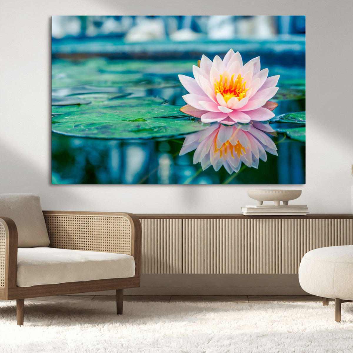 Lotus Flower Wall Art Canvas Print, Water Lily Large Wall
