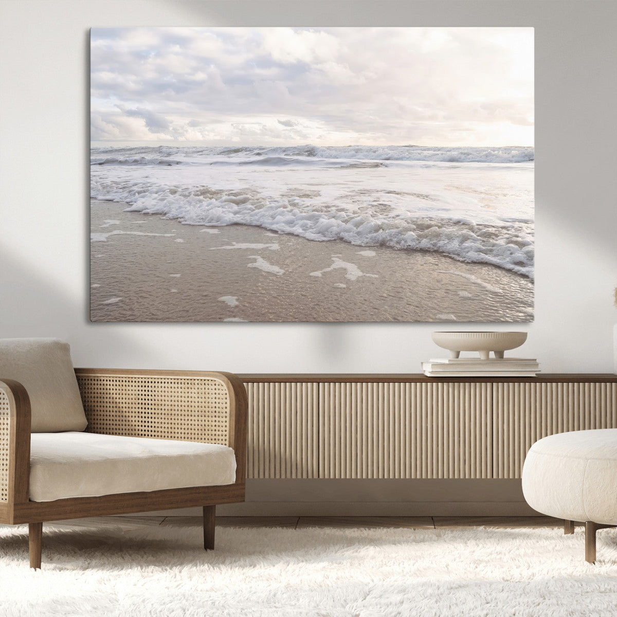Ocean Waves Wall Art Canvas Print – Framed Coastal Shoreline