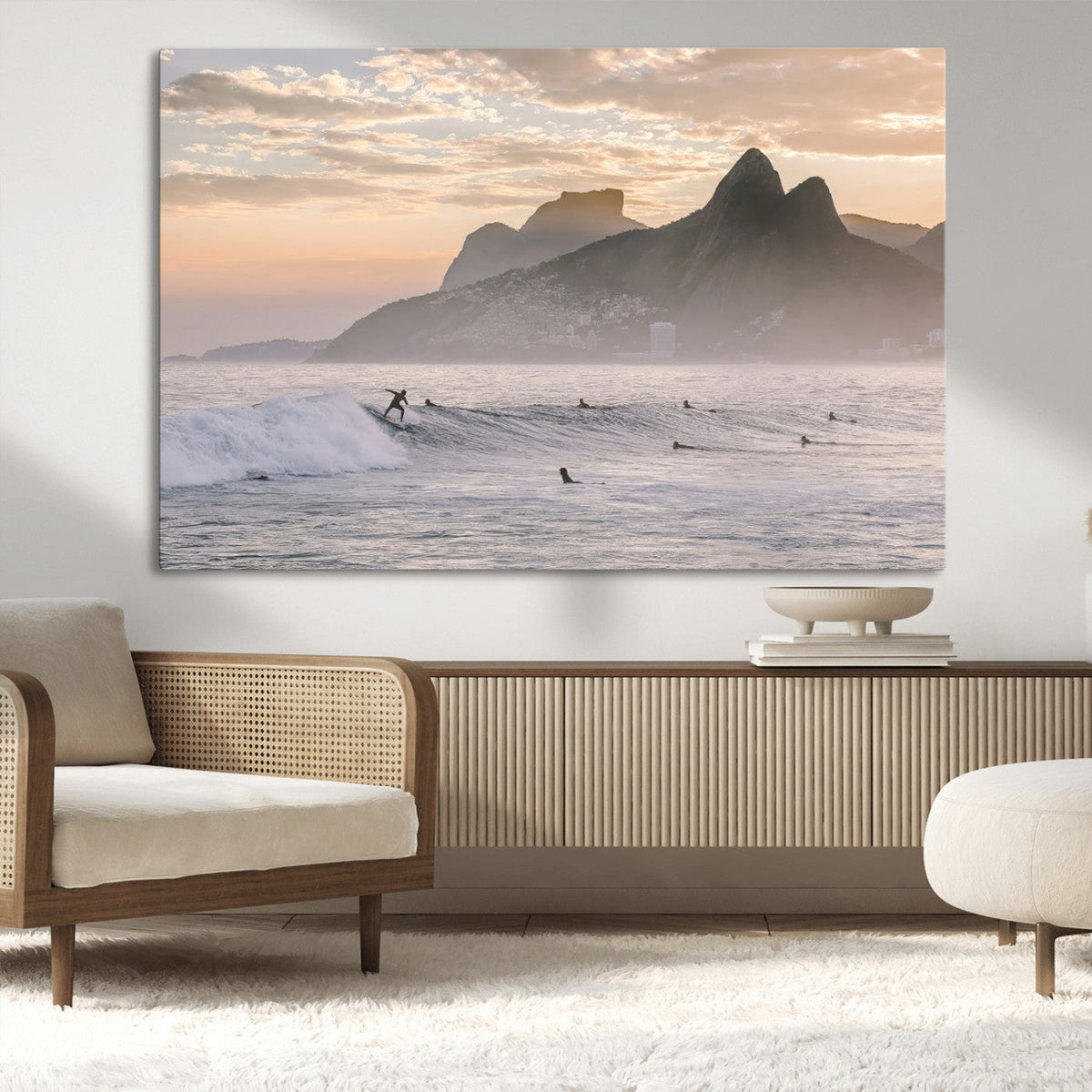 Sunset Surfing Wall Art Canvas Print – Framed Misty