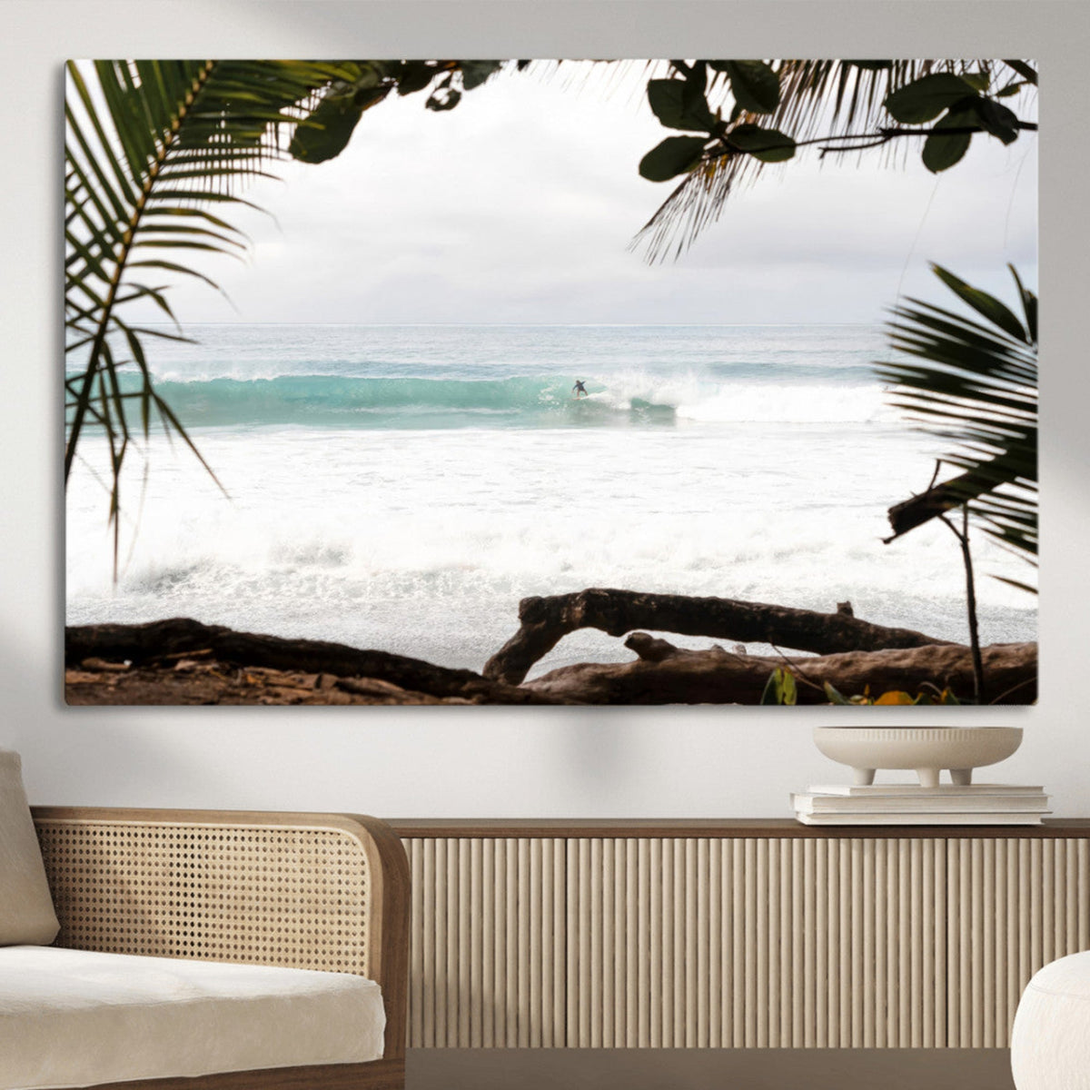 Tropical Surf Wall Art Canvas Print – Framed Palm Tree View