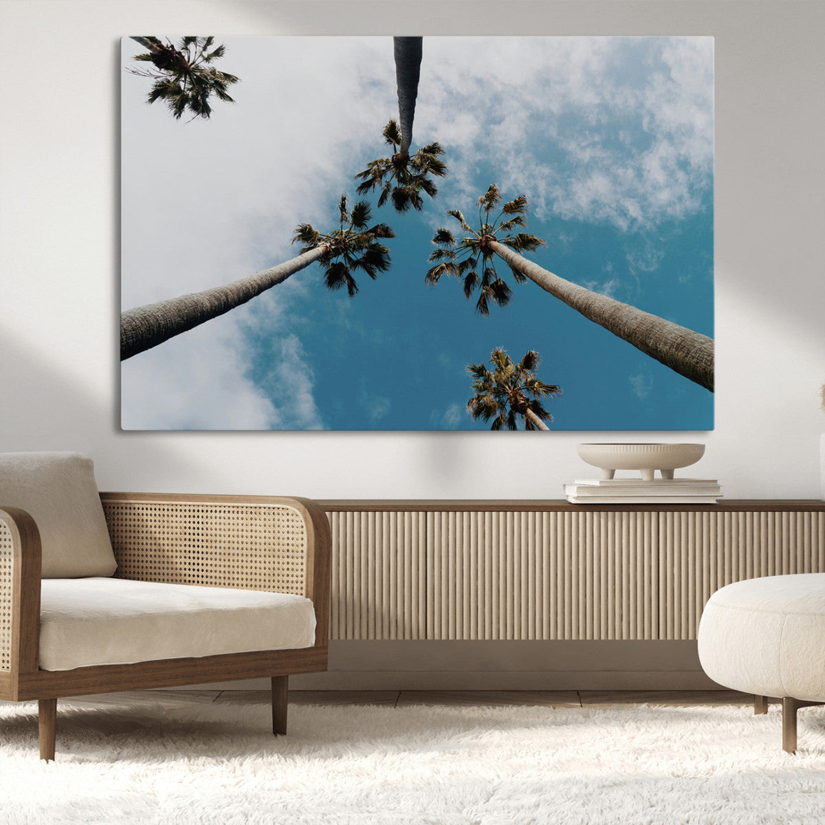 Tropical Palm Trees Wall Art Canvas Print Framed California