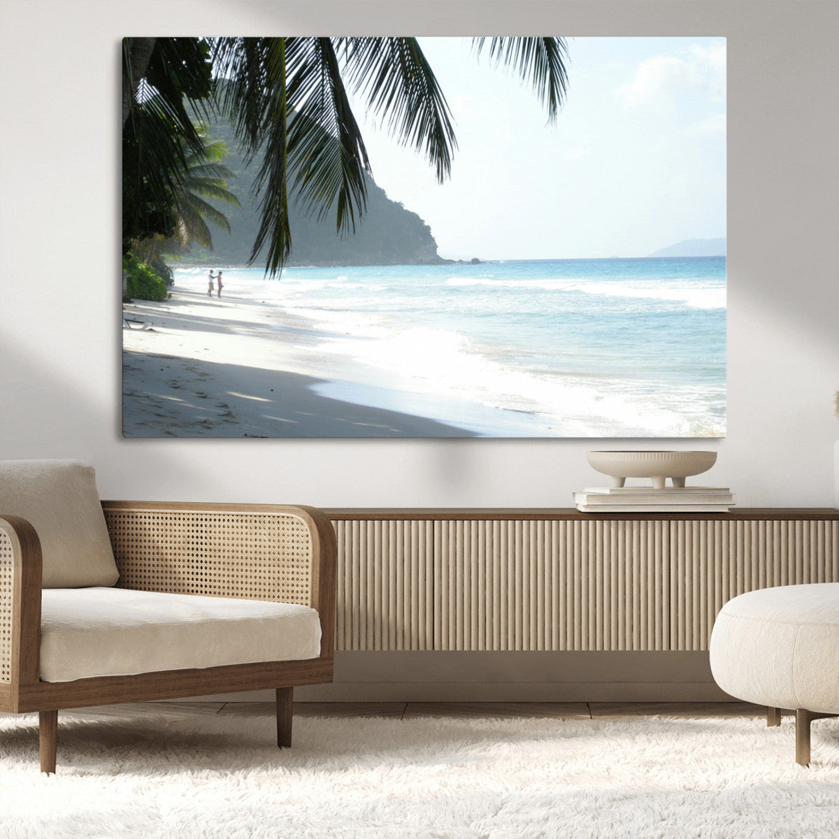 Tropical Beach Wall Art Canvas Print – Framed Serene Ocean