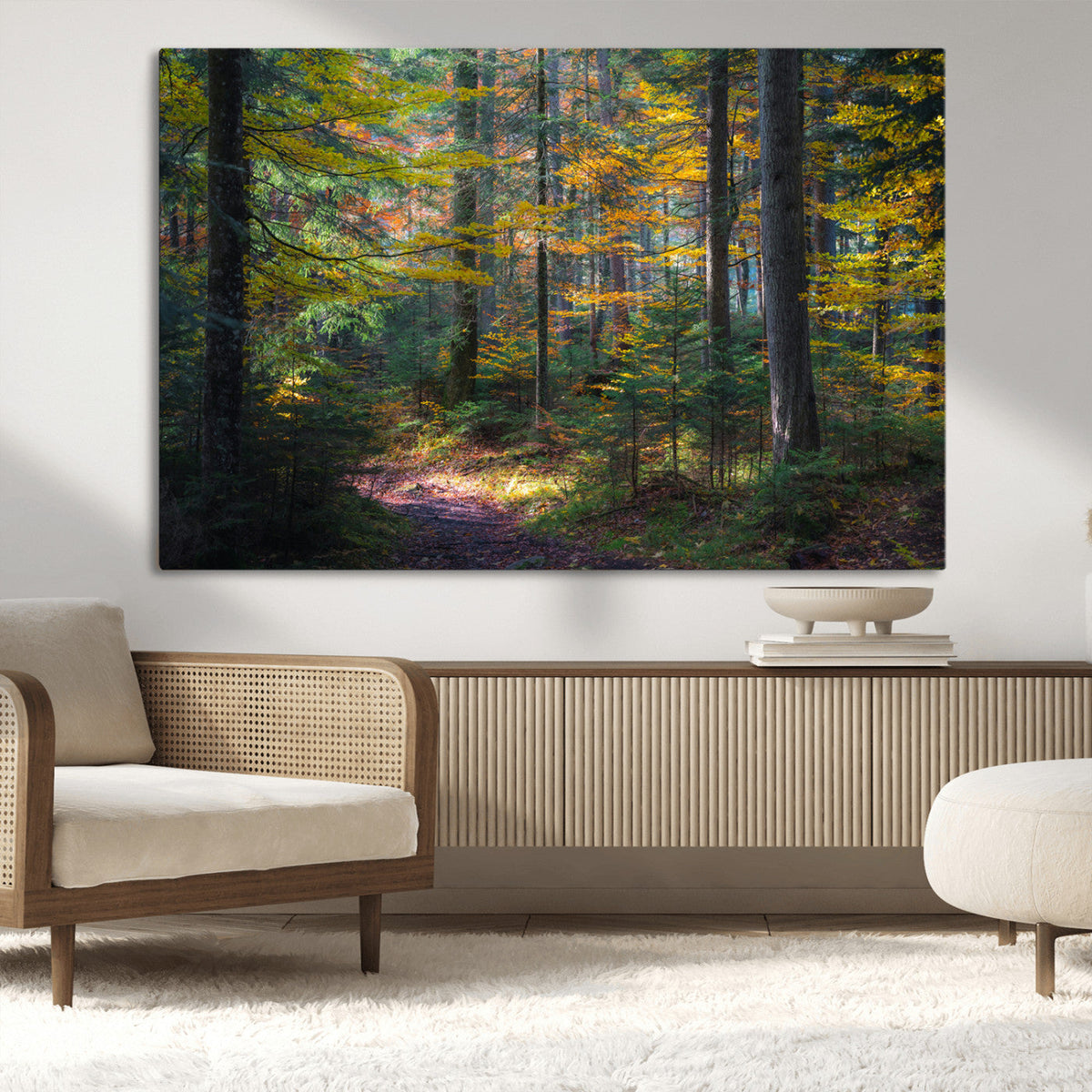 Autumn Forest Wall Art Canvas Print – Framed Fall Woodland